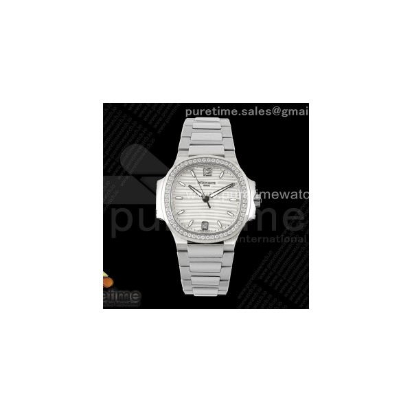 PPF 파텍필립 노틸러스 7118 레이디 다이아베젤 화이트다이얼 스틸브레이슬릿 Nautilus 7118 Ladies SS PPF 1:1 Best Edition White Dial Diamonds Bezel on SS Bracelet 324CS