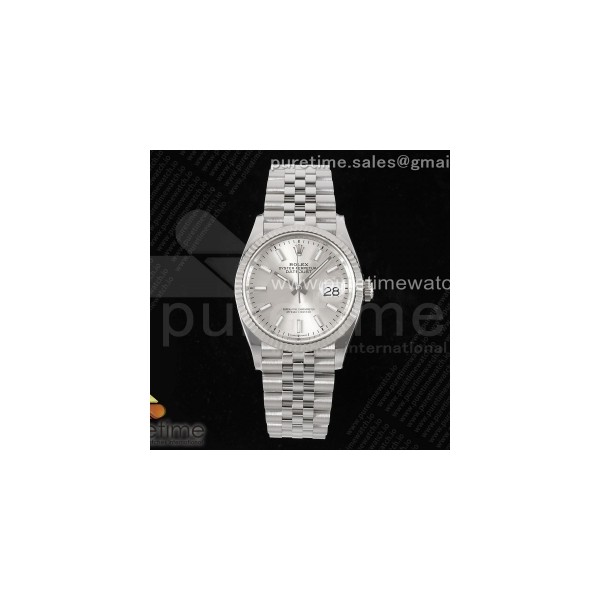 CLEANF 클린공장 롤렉스 데이저스트36 실버다이얼 쥬빌레스틸브레이슬릿 DateJust 36 126234 Clean 1:1 Best Edition 904L Steel Silver Stick Dial on Jubilee Bracelet VR3235