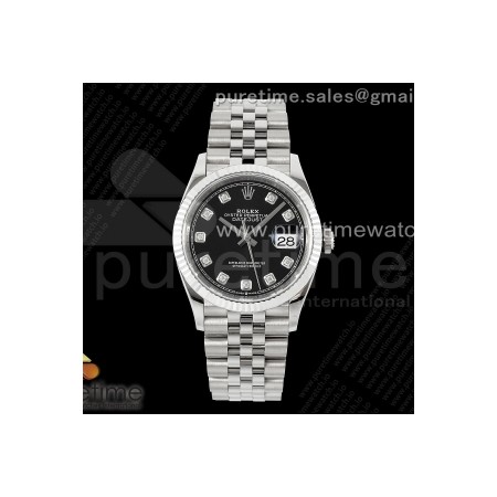 VSF 롤렉스 데이저스트36 블랙텐포인트다이얼 쥬빌레브레이슬릿 데젓36 DateJust 36 SS 116234 VSF 1:1 Best Edition 904L Steel Black Diamonds Dial on Jubilee Bracelet VS3235